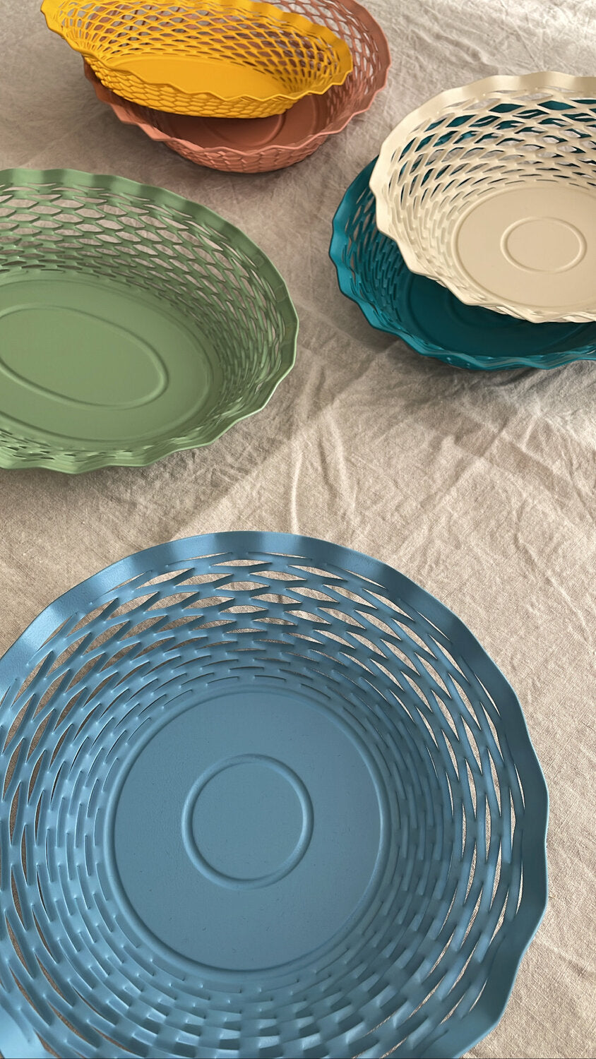 Brødkurv, rund - blå